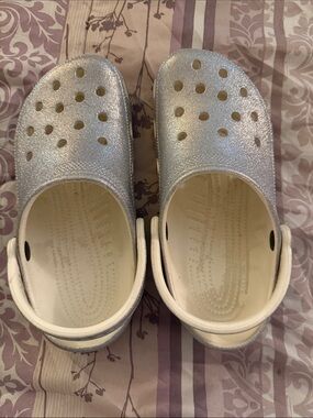 Silver Glitter woman Clog Shoes size 7